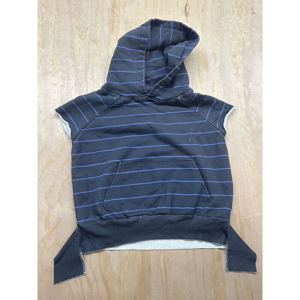 Frank & Eileen Tee Lab Short Cap Sleeve Pullover Hoodie Sweatshirt Gray Blue S